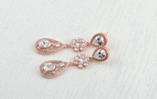 Rose Gold or Silver Bridal Earrings - Cubic Zirconia, Wedding, Cocktail, Stud Earrings 18