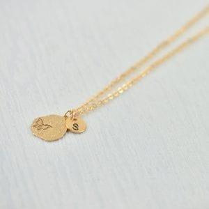 Rose Gold Personalised Butterfly Necklace With Initials Engraved Disc 1