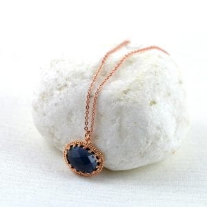 Rose Gold Sapphire Pendant Necklace - Charm, Everyday Use 52