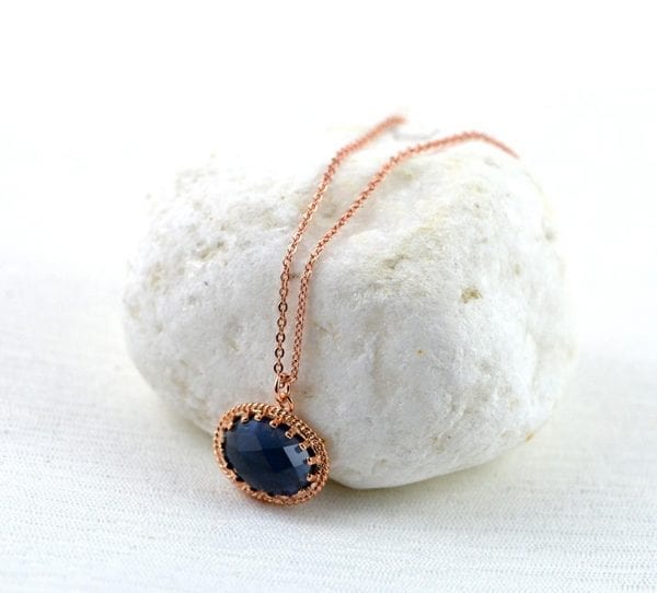 Rose Gold Sapphire Pendant Necklace - Charm, Everyday Use 1