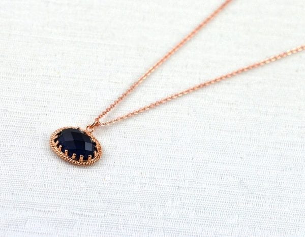Rose Gold Sapphire Pendant Necklace - Charm, Everyday Use 2