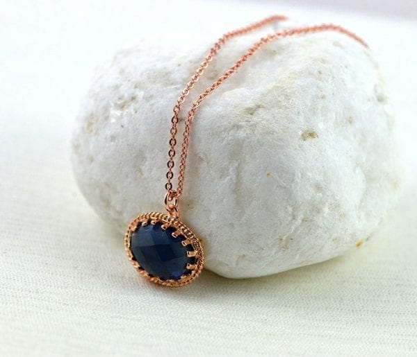 Rose Gold Sapphire Pendant Necklace - Charm, Everyday Use 3