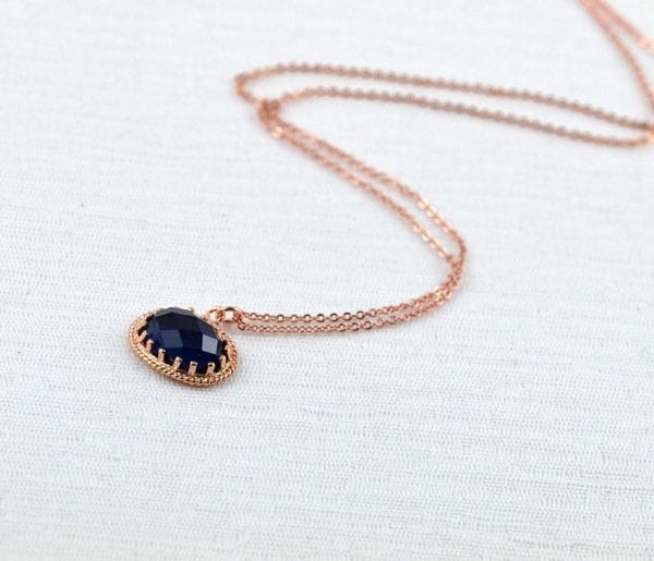 Rose Gold Sapphire Pendant Necklace - Charm, Everyday Use 54