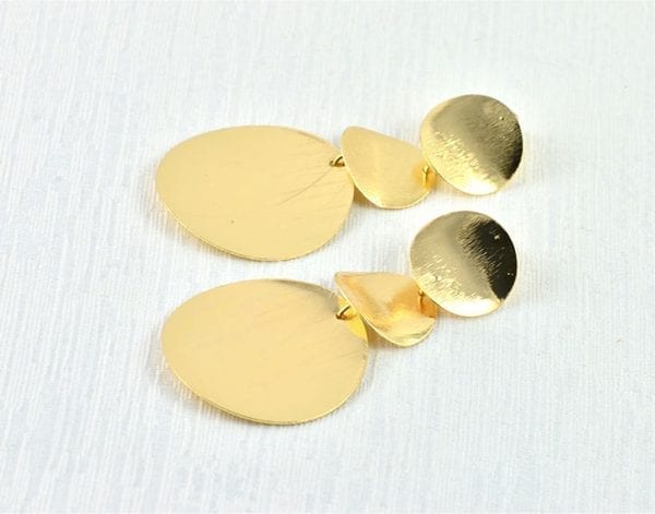 Round Gold Dangle Earrings - Bridesmaids, Gold Round, light Weight 2