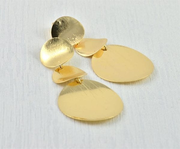 Round Gold Dangle Earrings - Bridesmaids, Gold Round, light Weight 5