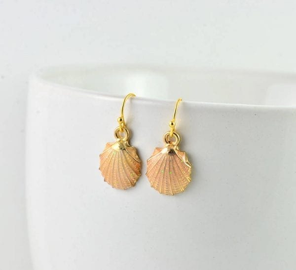 Sea Shell Gold Earrings Jewellery - Dainty, Minimalist, Bridesmaids, Blush Pink Earrings 51