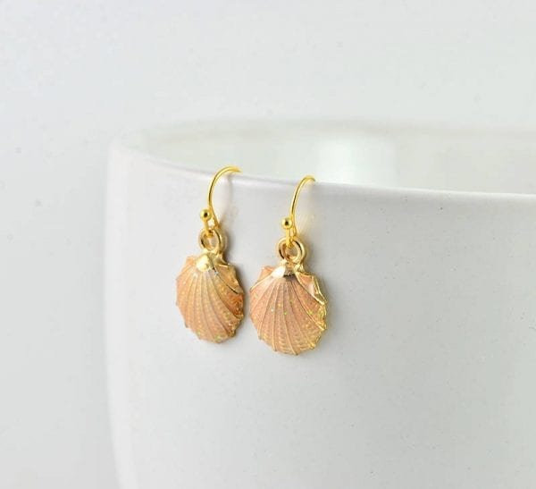 Sea Shell Gold Earrings Jewellery - Dainty, Minimalist, Bridesmaids, Blush Pink Earrings 52