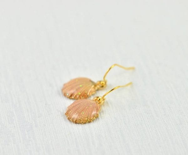 Sea Shell Gold Earrings Jewellery - Dainty, Minimalist, Bridesmaids, Blush Pink Earrings 53