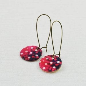 Sea shell Polka Dot Earrings - Natural Shell, Bronze Red 5