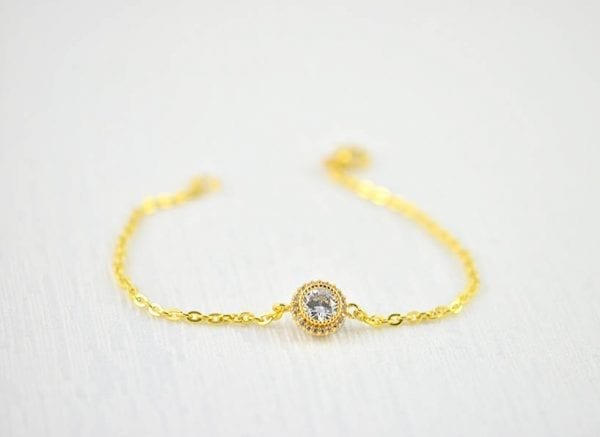 Silver Dainty Bridal Bracelet - Rose Gold, Cubic Zirconia, Flower Girl Bracelet 52