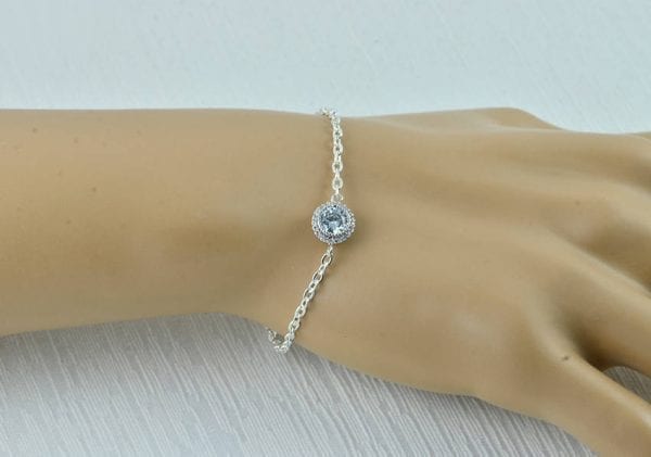 Silver Dainty Bridal Bracelet - Rose Gold, Cubic Zirconia, Flower Girl Bracelet 56