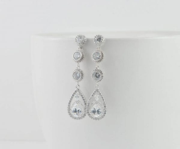 Silver Crystal Bridal Earrings