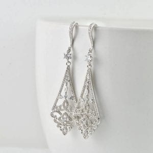 Swarovski Bridal Dangle Earrings - Silver, Wedding, Cubic Zirconia, Bridesmaids 19
