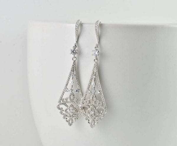 Swarovski Bridal Dangle Earrings - Silver, Wedding, Cubic Zirconia, Bridesmaids 6