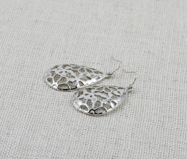 Silver Dangle Filigree Earrings - Everyday wear, Teardrop, Chandelier earrings 2