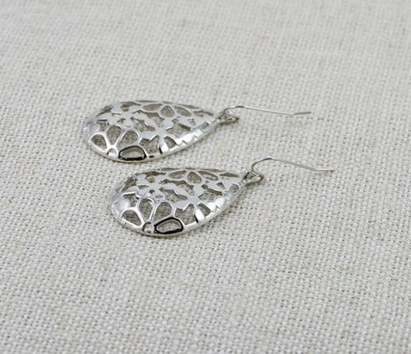 Silver Dangle Filigree Earrings - Everyday wear, Teardrop, Chandelier earrings 3