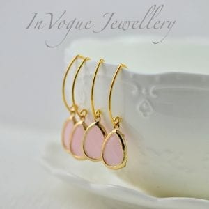 Soft Pink Drop Faceted Earrings