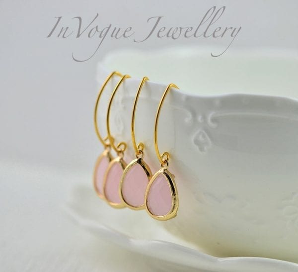 Soft Pink Drop Faceted Earrings