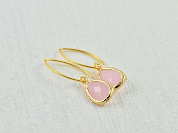 Soft Pink Drop Faceted Earrings - Bridesmaids, Dangle, Wedding Jewellery