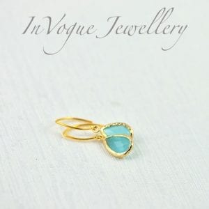Bridesmaids Turquoise Drop Earrings - Simple, Teardrop, Dainty, Dangle