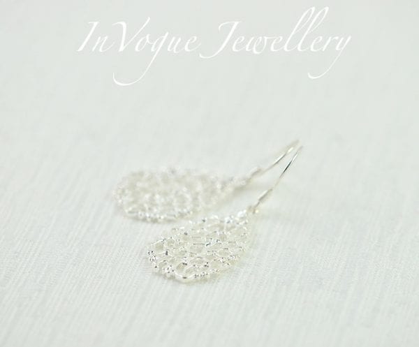 Drop Filigree Silver Earrings - Sterling Silver, Dangle, Everyday Jewellery 53