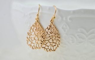 Simple Filigree Gold Drop Earrings - Bridesmaids Gold Jewellery 17