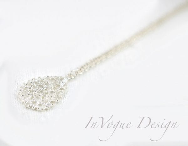 Simple Silver Filigree Drop Necklace 51