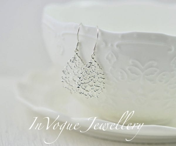Simple Silver Filigree Drop Necklace 53