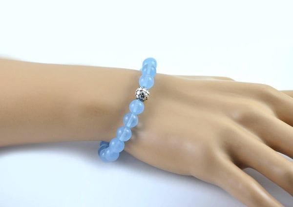Sterling Silver Blue Quartz Bracelet - Light Blue Bracelet, Precious Stone Bridesmaids Bracelet 52