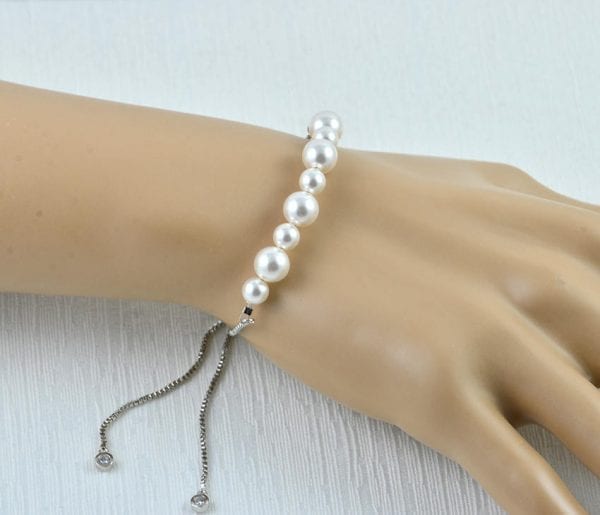 Swarovski Pearl Wedding Bracelet - Pearl Bridal Bracelet Jewellery, Pearl Bracelet, Silver Bridal Bracelet, Silver Jewellery, Genuine Pearl 1