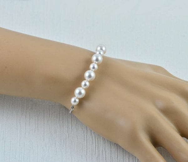 Swarovski Pearl Wedding Bracelet - Pearl Bridal Bracelet Jewellery, Pearl Bracelet, Silver Bridal Bracelet, Silver Jewellery, Genuine Pearl 2