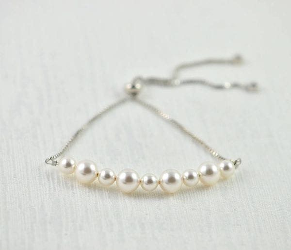 Swarovski Pearl Wedding Bracelet - Pearl Bridal Bracelet Jewellery, Pearl Bracelet, Silver Bridal Bracelet, Silver Jewellery, Genuine Pearl 53