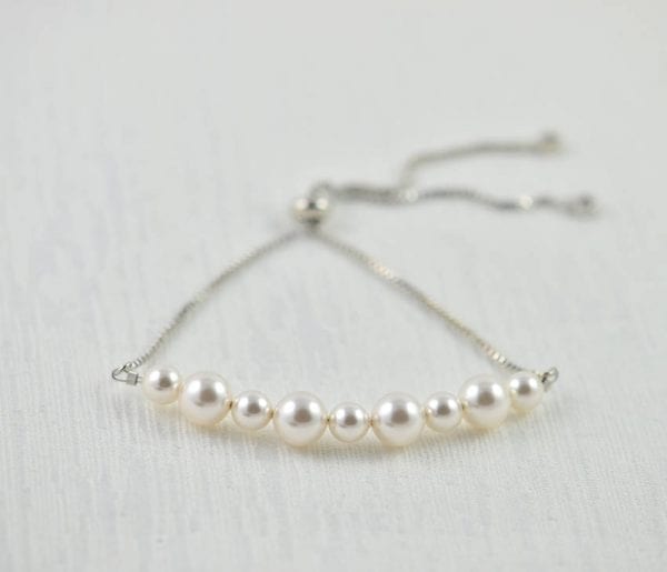 Swarovski Pearl Wedding Bracelet - Pearl Bridal Bracelet Jewellery, Pearl Bracelet, Silver Bridal Bracelet, Silver Jewellery, Genuine Pearl 4