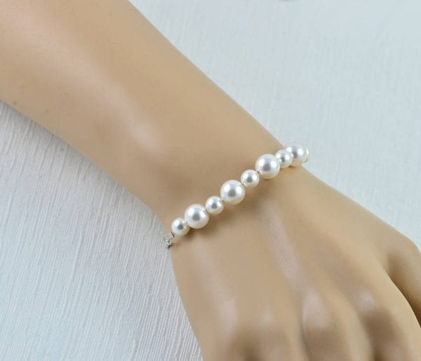 Swarovski Pearl Wedding Bracelet - Pearl Bridal Bracelet Jewellery, Pearl Bracelet, Silver Bridal Bracelet, Silver Jewellery, Genuine Pearl 55