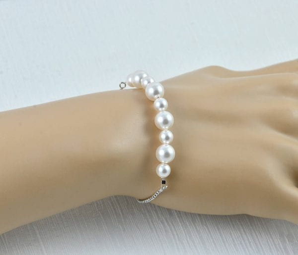 Swarovski Pearl Wedding Bracelet - Pearl Bridal Bracelet Jewellery, Pearl Bracelet, Silver Bridal Bracelet, Silver Jewellery, Genuine Pearl 56
