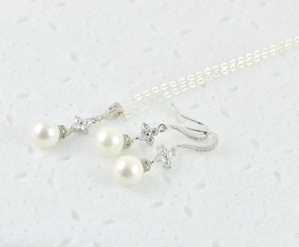 Swarovski Pearl Silver Jewellery Set - Pearl Jewellery Set, Bridal, Wedding 53