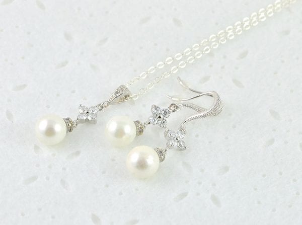 Swarovski Pearl Silver Jewellery Set - Pearl Jewellery Set, Bridal, Wedding 54