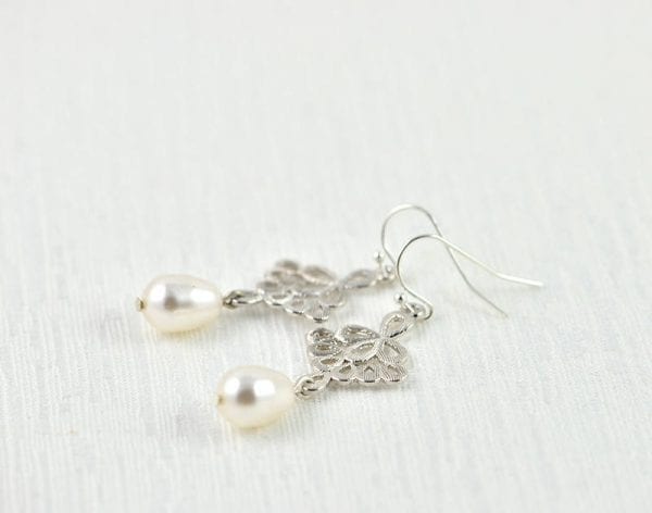 Swarovski Pearl Teardrop Earrings - Silver, Chandelier