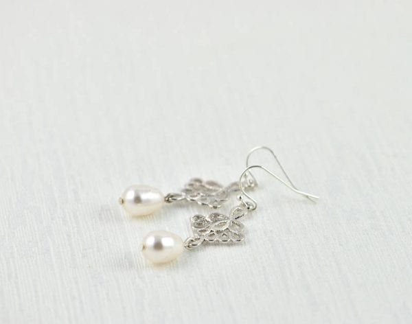 Swarovski Pearl Teardrop Earrings - Silver, Chandelier