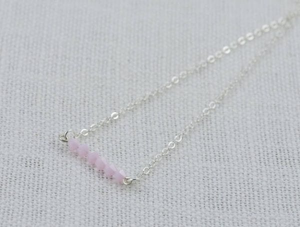 Swarovski Light Pink Bar Necklace - Crystal Necklace 3