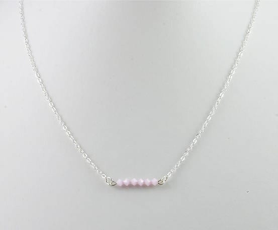 Swarovski Light Pink Bar Necklace - Crystal Necklace 4