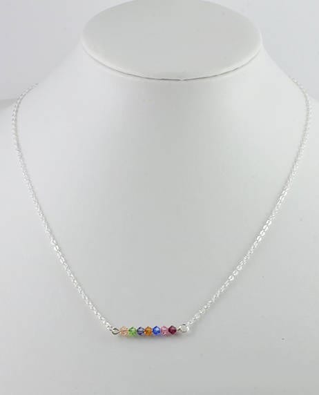Swarovski Rainbow Bar Necklace - Silver, Crystal, Multi Coloured, Dainty 5