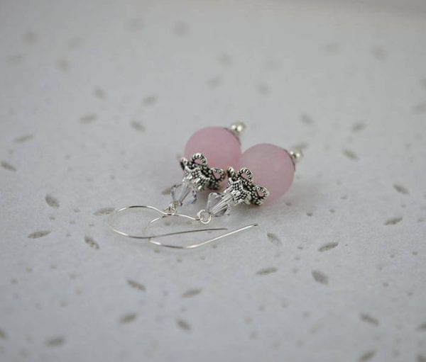 Swarovski Sterling Silver Earrings - Pink, Gemstone, Mother