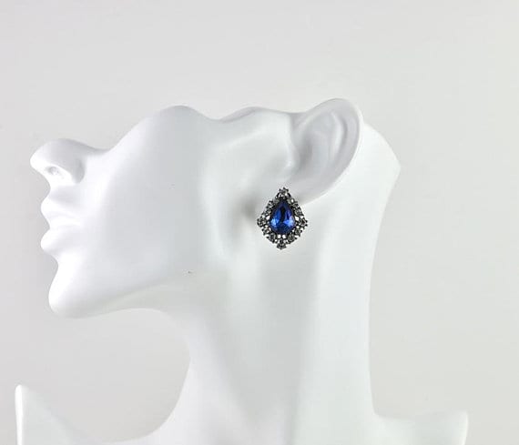 Vintage Style Drop Sapphire Crystal Bridal Earrings 7