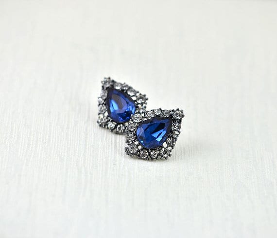 Vintage Style Drop Sapphire Crystal Bridal Earrings 5