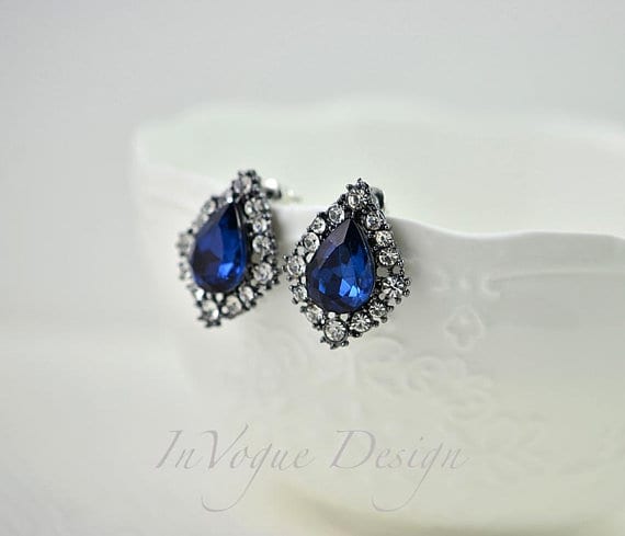 Vintage Style Drop Sapphire Crystal Bridal Earrings 52