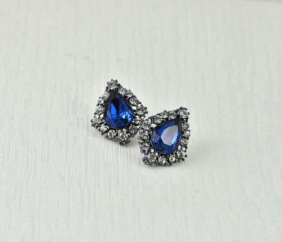 Vintage Style Drop Sapphire Crystal Bridal Earrings 6