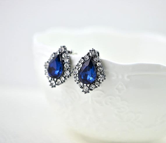 Vintage Style Drop Sapphire Crystal Bridal Earrings 4