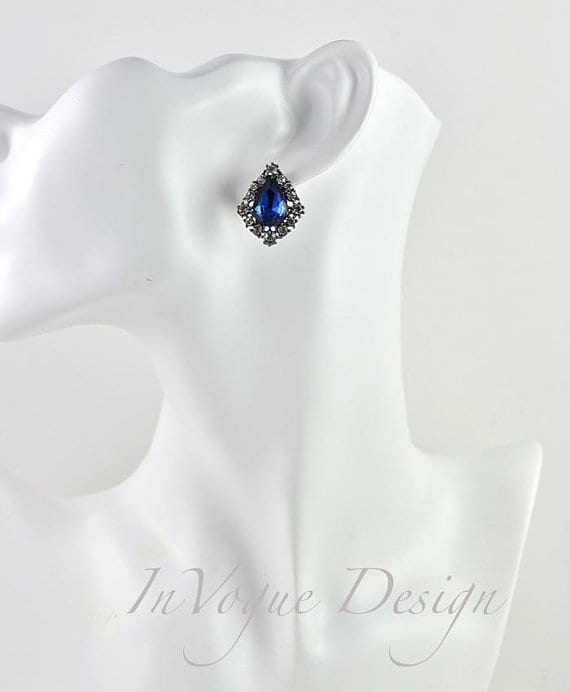 Vintage Style Drop Sapphire Crystal Bridal Earrings 53