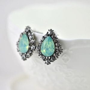 Vintage Style Drop Sapphire Crystal Bridal Earrings